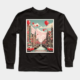 Amsterdam Valentine's Day Vintage Poster Tourism Long Sleeve T-Shirt